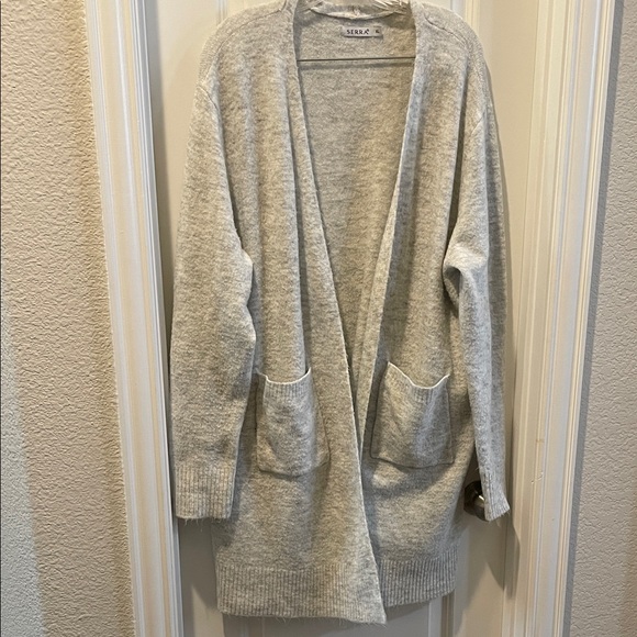 Serra Light Gray Open Front Cardigan - Picture 3 of 7